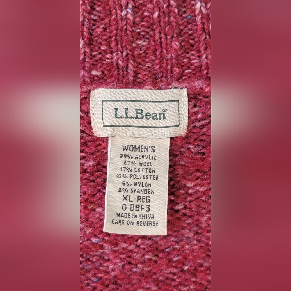 L.L. Bean Women's Burgundy Cowl Neck Sweater Wool Blend - Picture 4 of 4